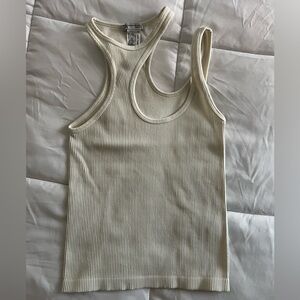Zara Off-White Ribbed Sleeveless Top